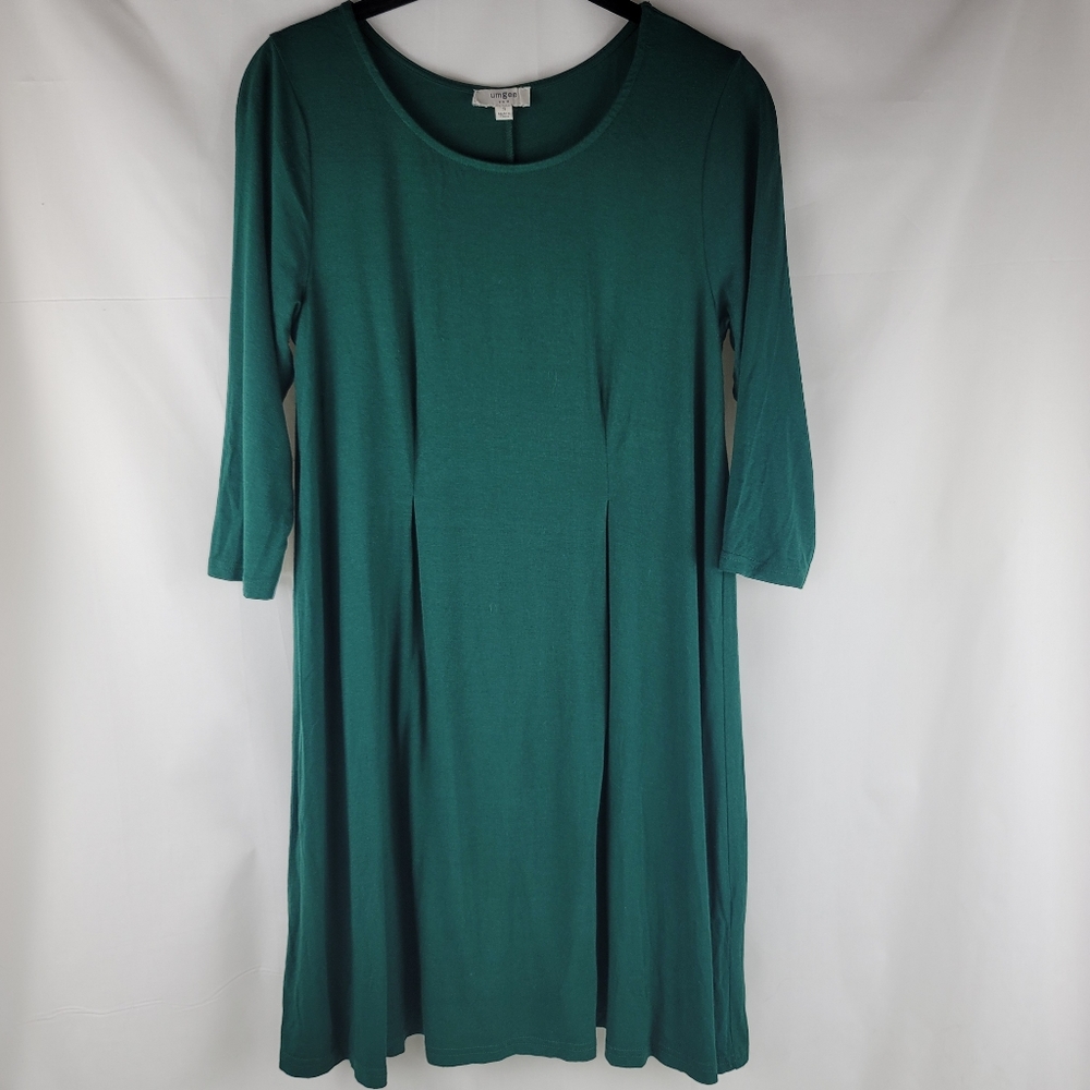 Umgee Women's Half Sleeve Solid Green Dress AS IS